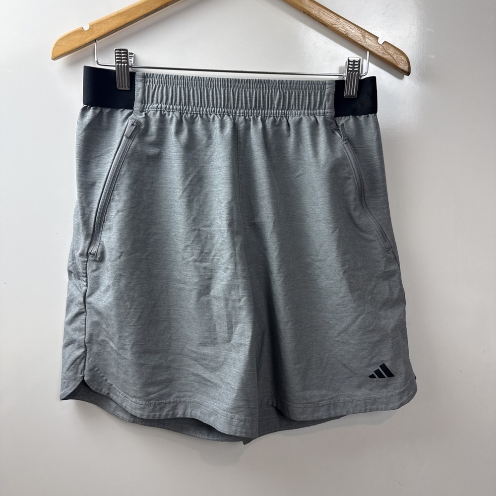 Adidas Gray Athletic Shorts with Black Waistband, Size Medium Gym Shorts Workout